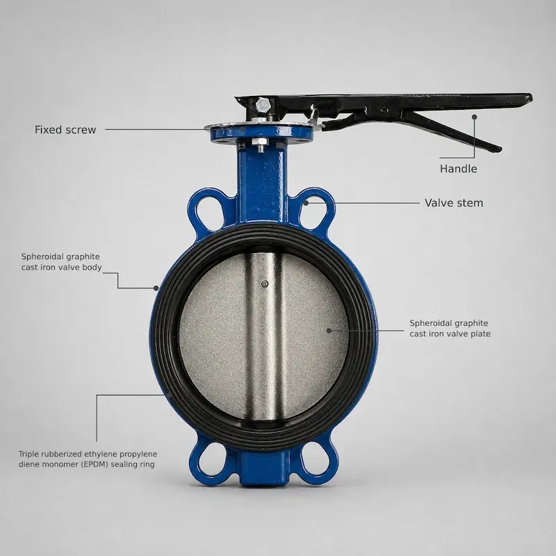 Lever-operated actuated butterfly valve