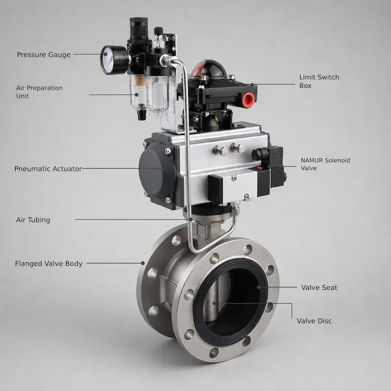 Pneumatic actuated butterfly valve
