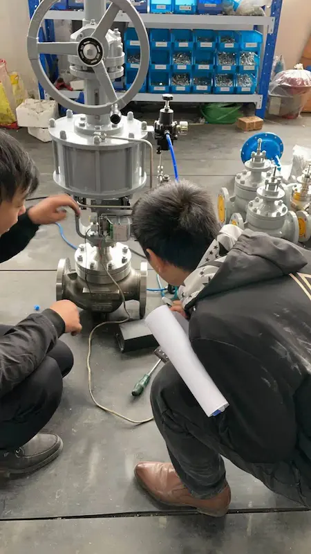 Valve functional test verifying operation before delivery