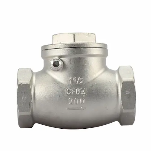 Check valve installed on a renewable energy process pipeline
