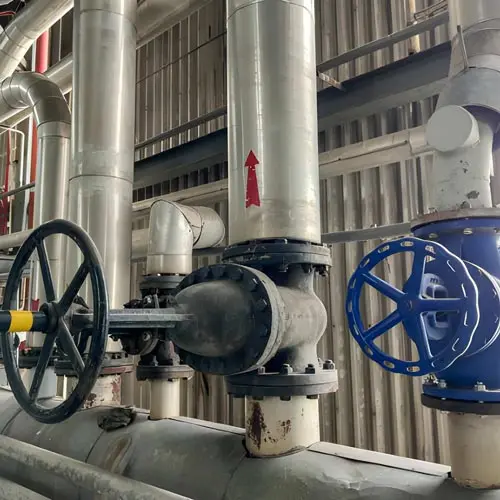 Boiler and HRSG drain piping with industrial valves