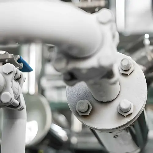 Cooling water piping and butterfly valves at a power generation facility