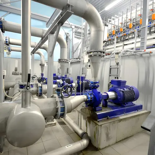 Oil and gas gathering line with industrial valves and process piping